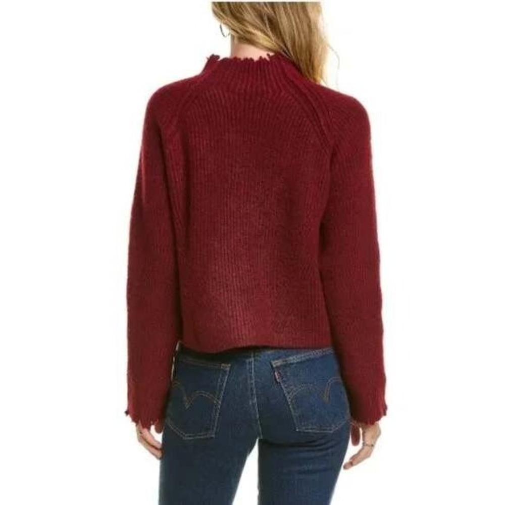 Favorite Daughter The Oma Wool Blend Raw Edge Ribbed Sweater Burgundy XS - Picture 3 of 14